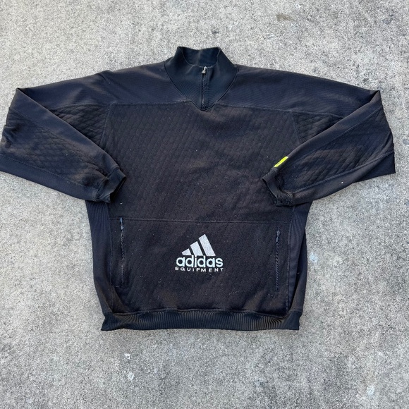 Adidas Equipment Vintage 90's Long-sleeve Quilted Zip Mock Neck Sweatshirt Large - Picture 1 of 10